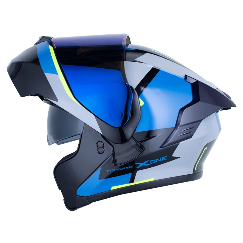 CASCO X-ONE X-3000RS ENOX AZUL OSCURO AMARILLO NEON BRILLANTE