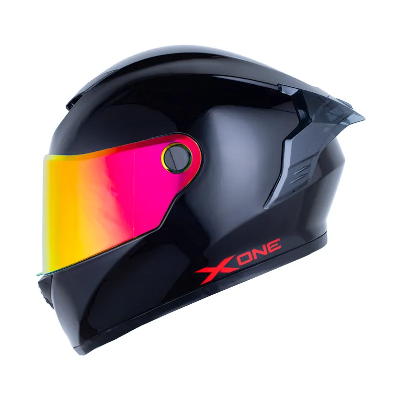 CASCO X-ONE X-500 RS SOLID NEGRO ROJO BRILLANTE