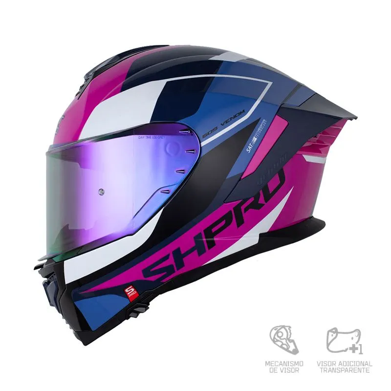CASCO SHAFT PRO 609 VENOM SPHERE AZUL OSCURO FUCSIA BRILLANTE