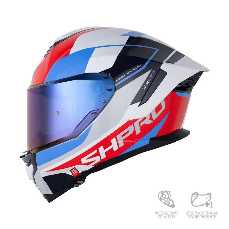 CASCO SHAFT PRO 609 VENOM SPHERE GRIS CLARO AZUL BRILLANTE
