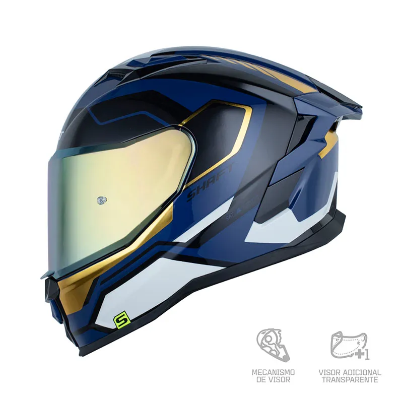 CASCO SHAFT 556 TAIPAN RETROFREX AZUL OSCURO BLANCO BRILLANTE