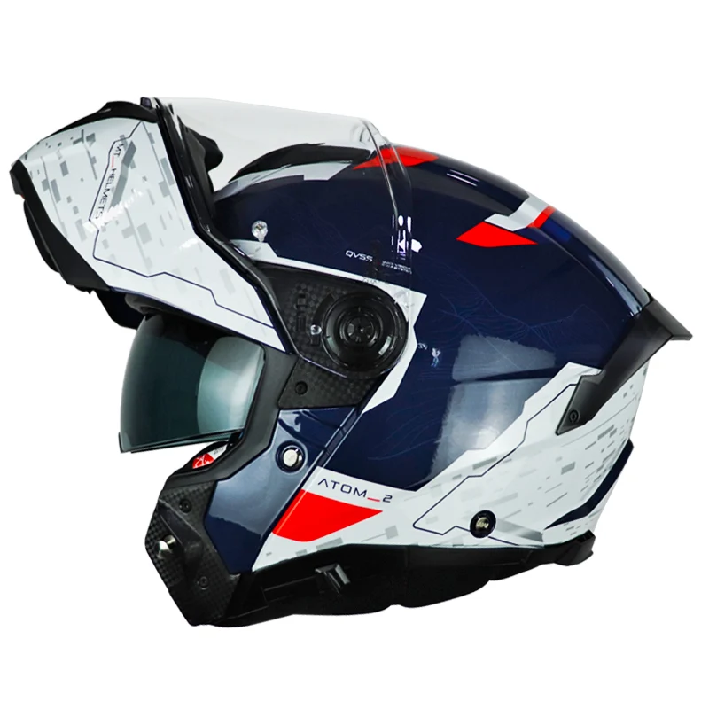 CASCO MT ATOM 2 SV HIGHLANDS D5 BLANCO AZUL ROJO BRILLANTE