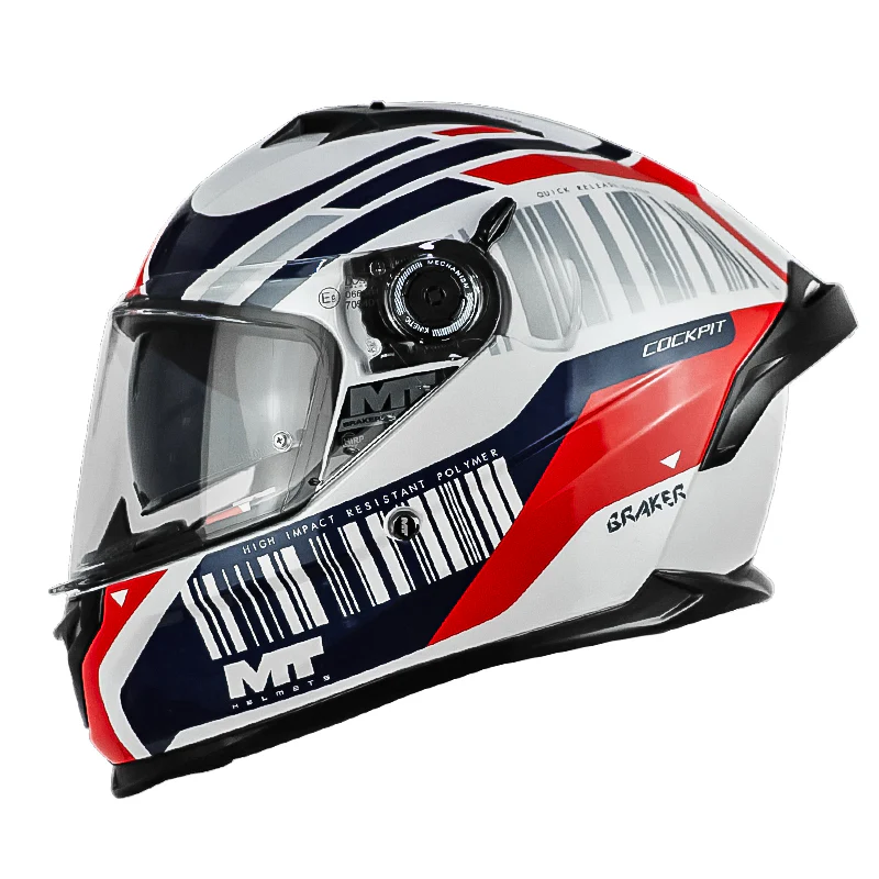 CASCO MT BRAKER SV COCKPIT A15 BLANCO ROJO AZUL BRILLANTE