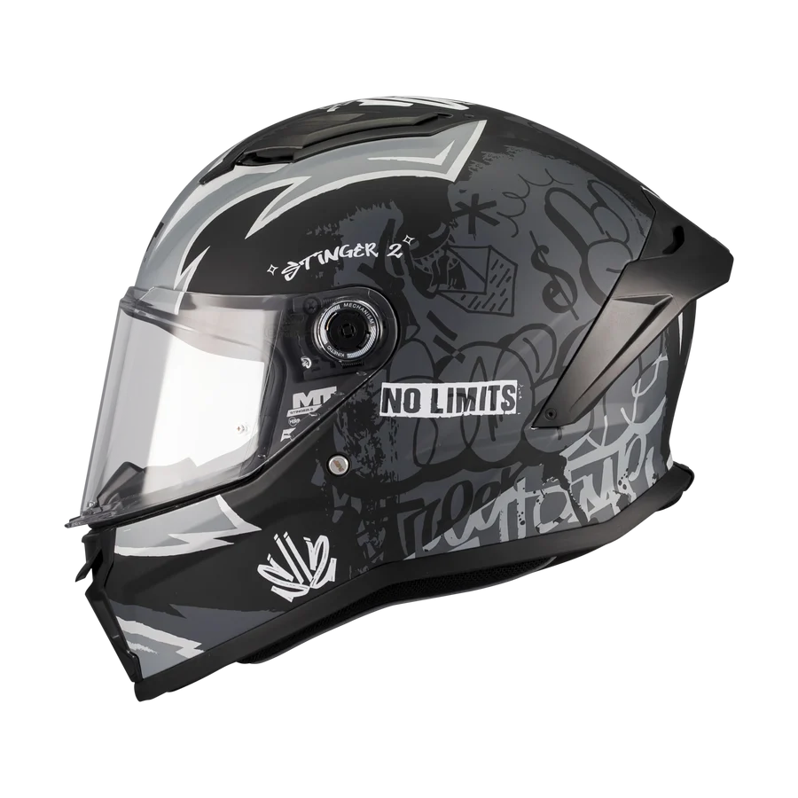 CASCO MT STINGER 2 TAGGER B2 NEGRO GRIS BRILLANTE