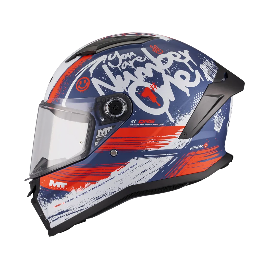 CASCO MT STINGER 2 ROCKET C17 AZUL BLANCO ROJO BRILLANTE