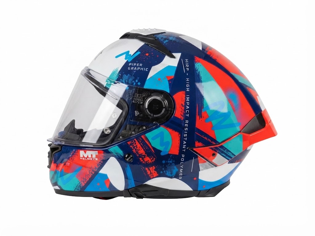 CASCO MT THUNDER 4 R SV PIPEN C7 AZUL BLANCO ROJO BRILLANTE