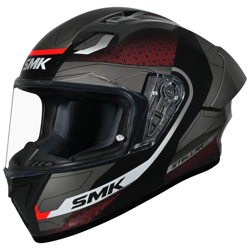 CASCO SMK STELLAR MA236 NEGRO ROJO GRIS BRILLANTE