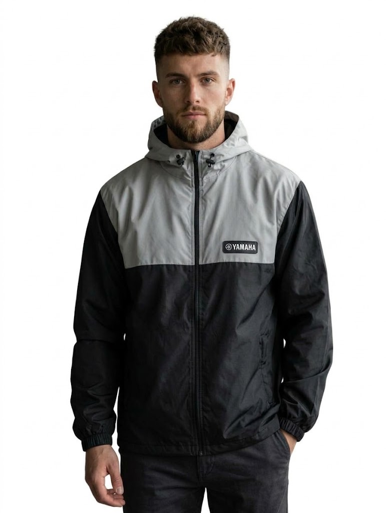 CHAQUETA CORTAVIENTO YAMAHA NEGRO GRIS MAS