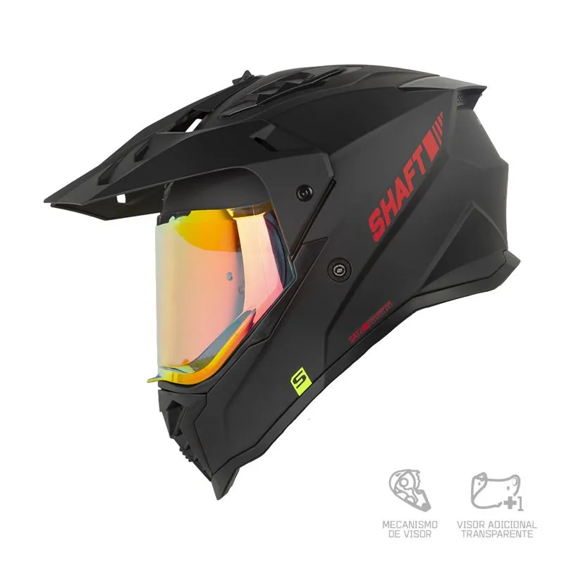 CASCO SHAFT MX360 SOLID NEGRO ROJO MATE