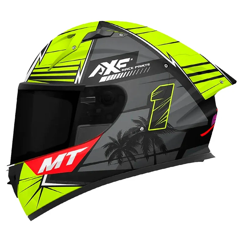 CASCO MT PLUS CARB KRE+ S XAVI FORES DAYTONA C3 VERDE GRIS NEGRO