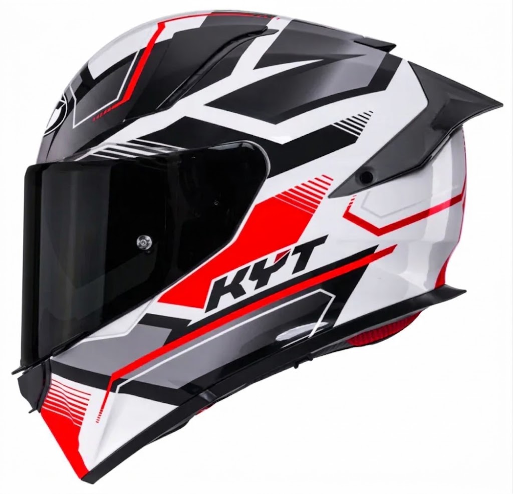 CASCO KYT R2R PARSEC BLANCO ROJO BRILLANTE