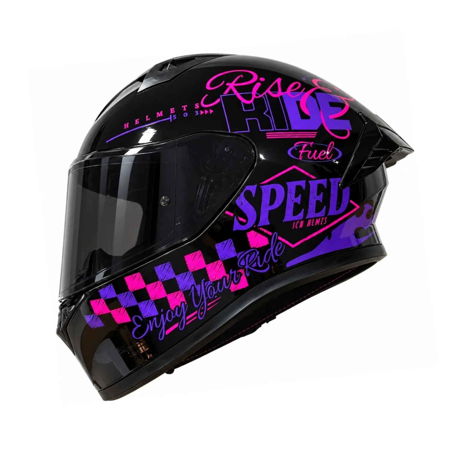 CASCO ICH 503 FINYKIT NEGRO FUCSIA MORADO BRILLANTE