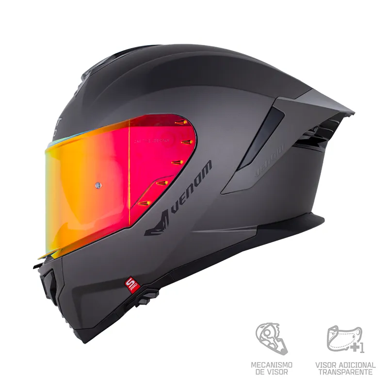 CASCO SHAFT PRO 609 VENOM SOLID GRIS OSCURO NEGRO MATE